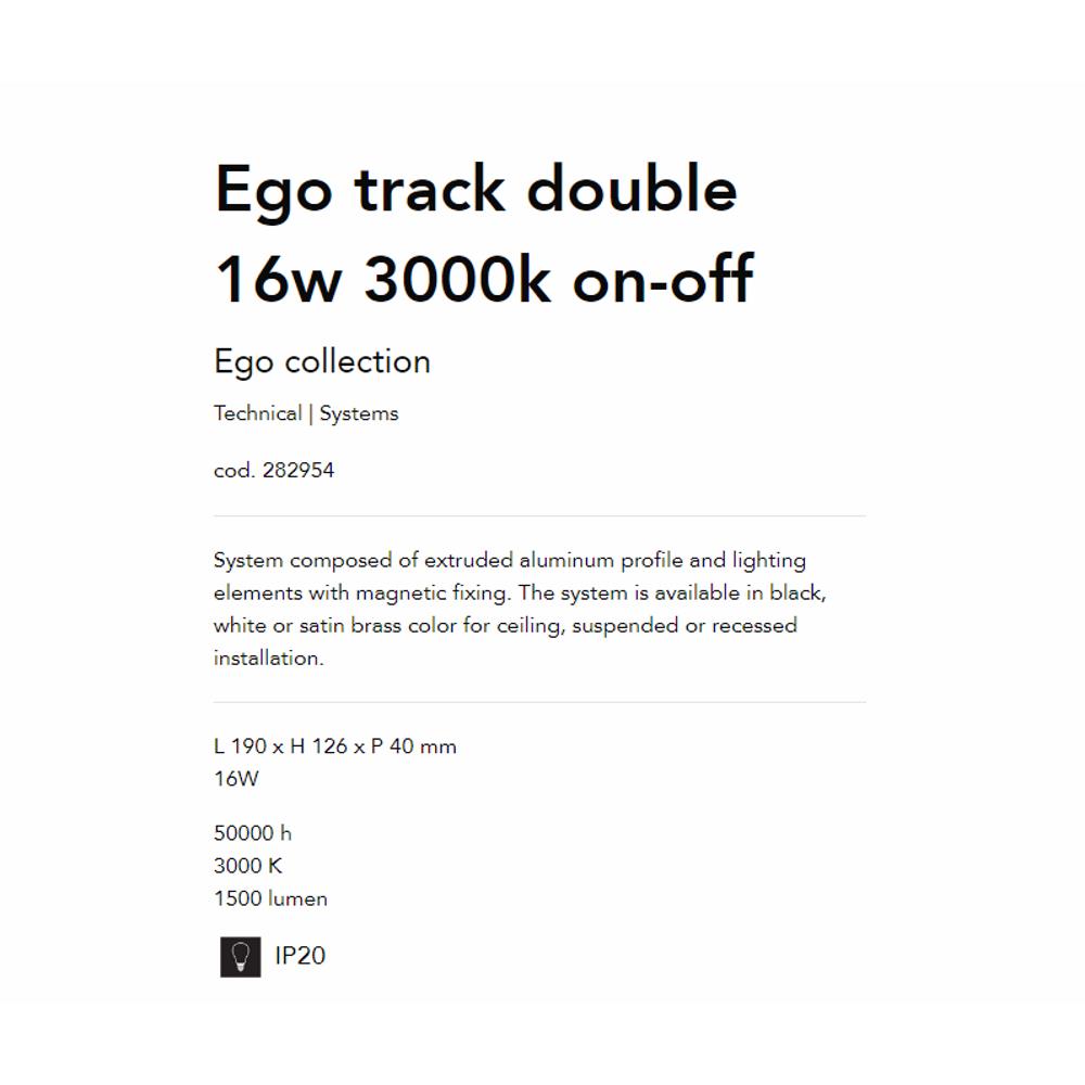 282954 Осветително тяло EGO TRACK DOUBLE 16W 3000K ON-OFF WH L190xH126xP40mm 1450 L IP20 Ideal Lux_small