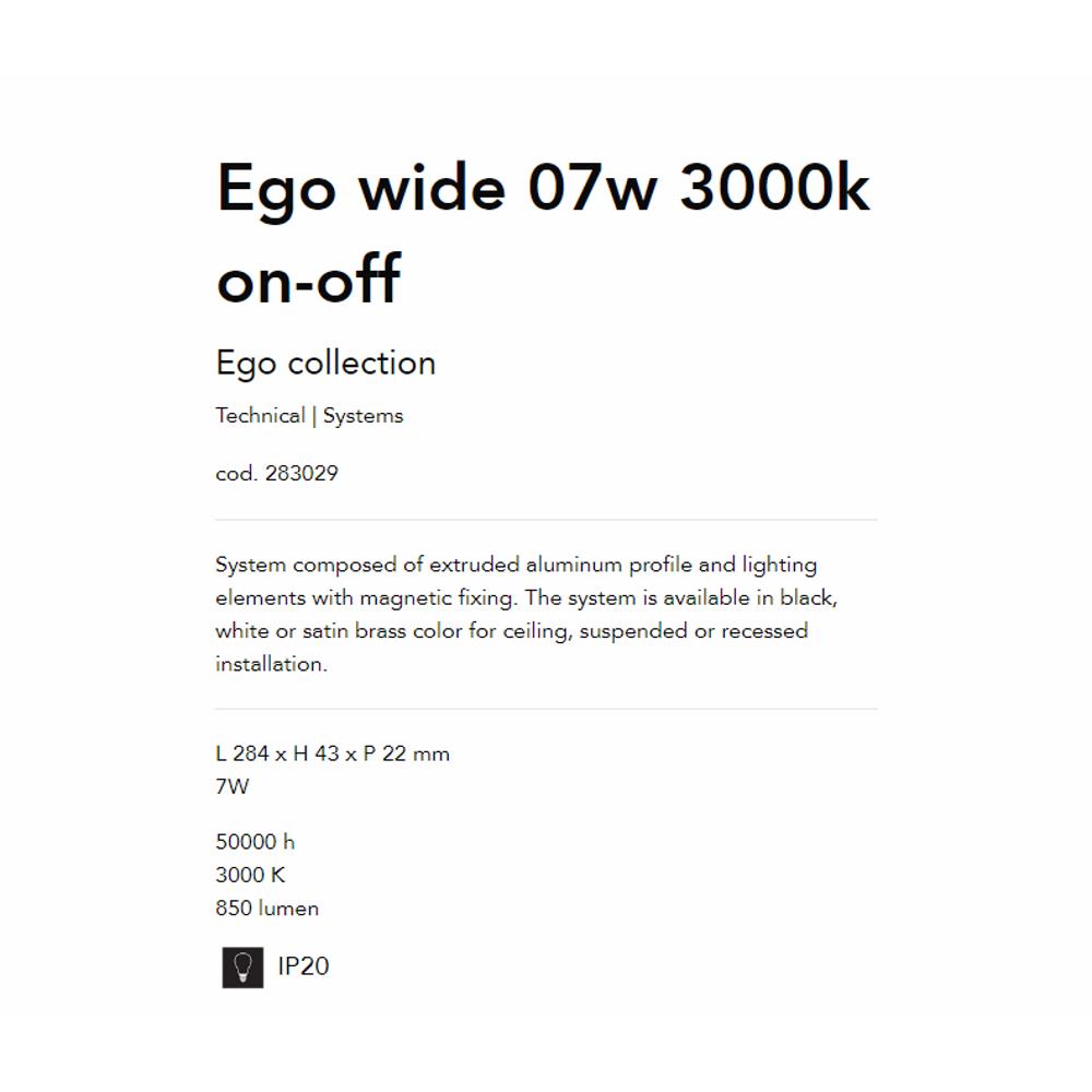 283029 Осветително тяло EGO WIDE 07W 3000K ON-OFF WH L284xH43x P22 mm 820 lumen IP20 Ideal Lux_small