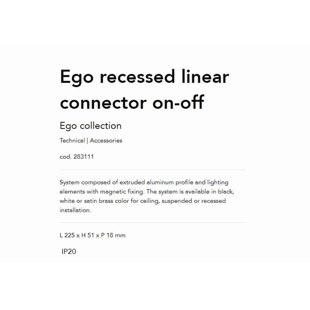 283111 Конектор EGO RECESSED LINEAR CONNECTOR ON-OFF BK L225xH51xP18 mm Ideal Lux_small