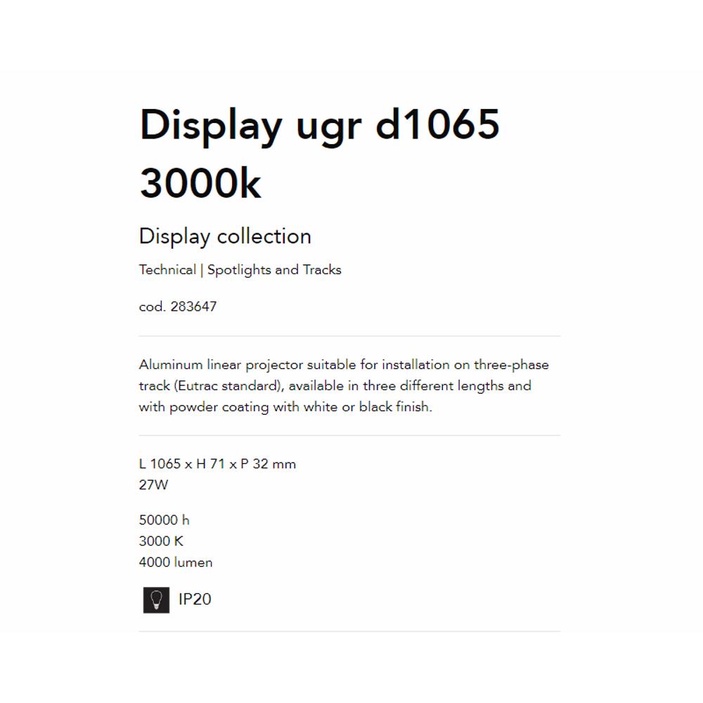 283647 Линеен осветител DISPLAY UGR D1065 3000K WH L1065xH71xP32 mm 27W 4000 lumen IP20 Ideal Lux_small