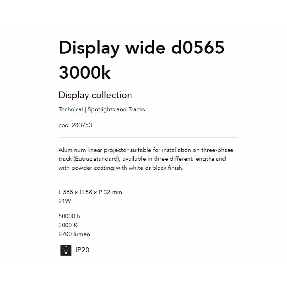283753 Линеен осветител DISPLAY WIDE D0565 3000K WH L565xH58xP32 mm 21W 2800 lumen IP20 Ideal Lux_small