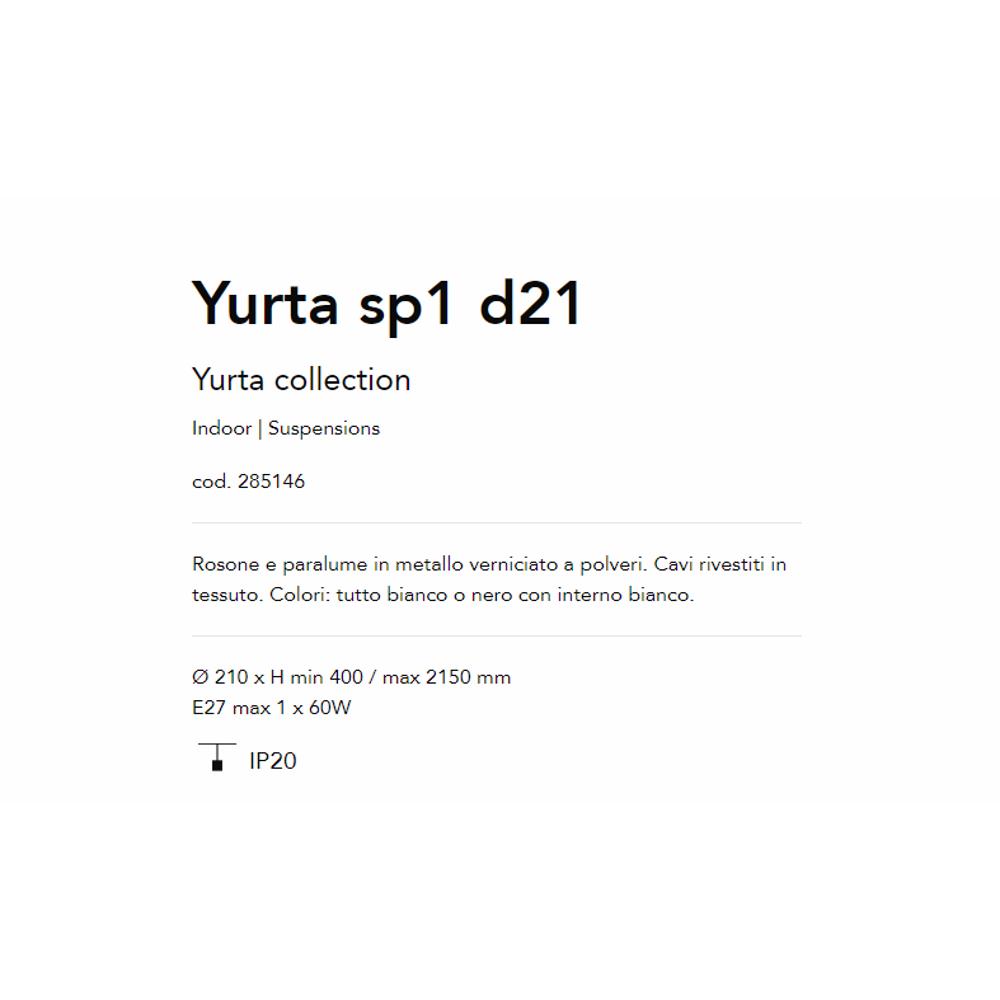 285146 Пендел YURTA BIANCO Ø210 xH210/2300mm E27 max1x60W IP20, Ideal Lux_small