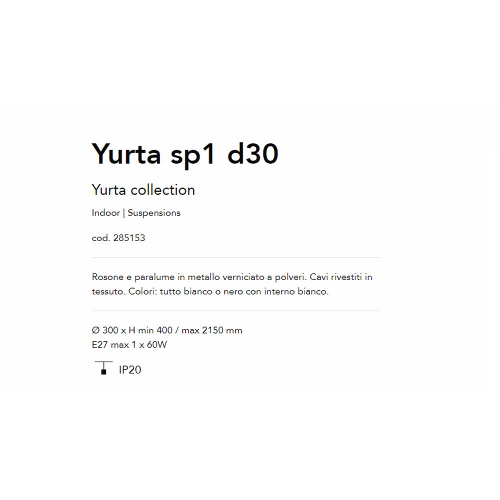 285153 Пендел YURTA BIANCO Ø300 xH210/2300mm E27 max1x60W IP20, Ideal Lux_small