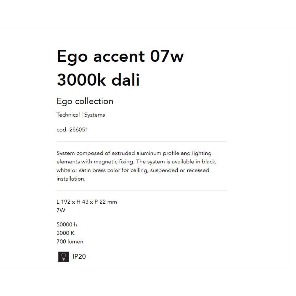 286051 Линеен осветител EGO ACCENT 07W 3000K DALI BK L192xH43xP22 mm 7W 700 lumen IP20 Ideal Lux_small
