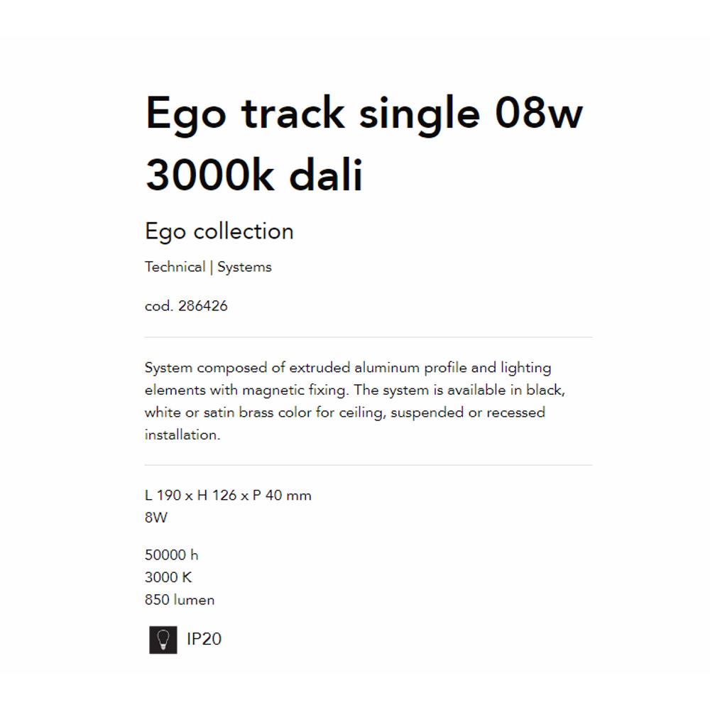 286426 Осветително тяло EGO TRACK SINGLE 08W 3000K DALI WH L190xH126xP40 mm 730 lumen IP20 Ideal Lux_small