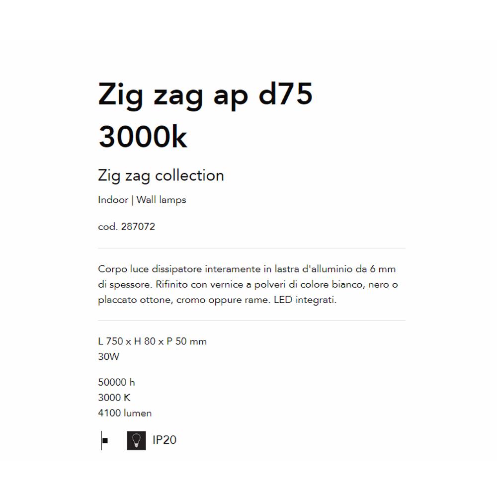 287072 Аплик Zig Zag Ottone, 3000K L750 xH80xP50mm LED 30W 50000h IP20, Ideal Lux_small