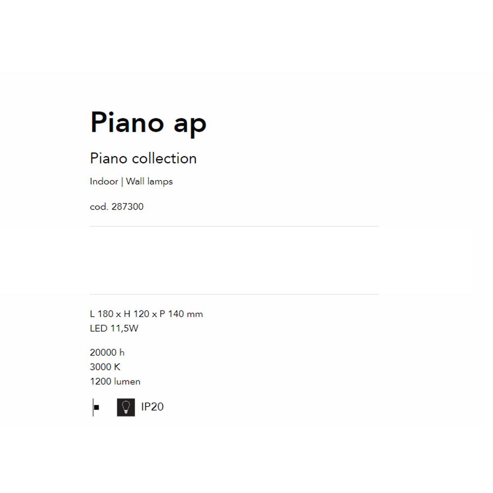 287300 Аплик черен Piano ap L180xH120xP140 mm LED 11,5W 3000 K 1200 lumen IP20 Ideal Lux_small