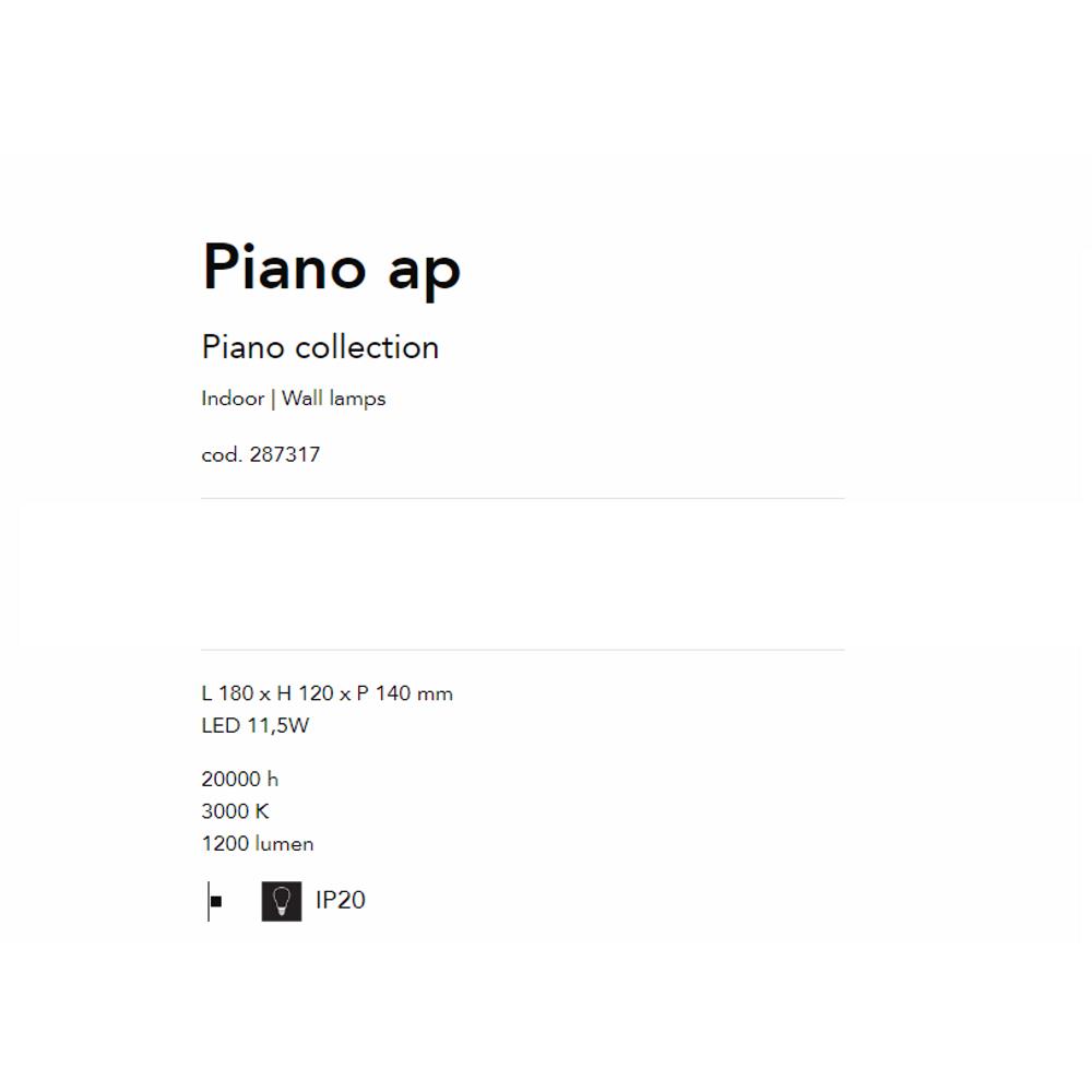 287317 Аплик бял Piano ap L180xH120xP140 mm LED 11,5W 3000 K 1200 lumen IP20 Ideal Lux_small