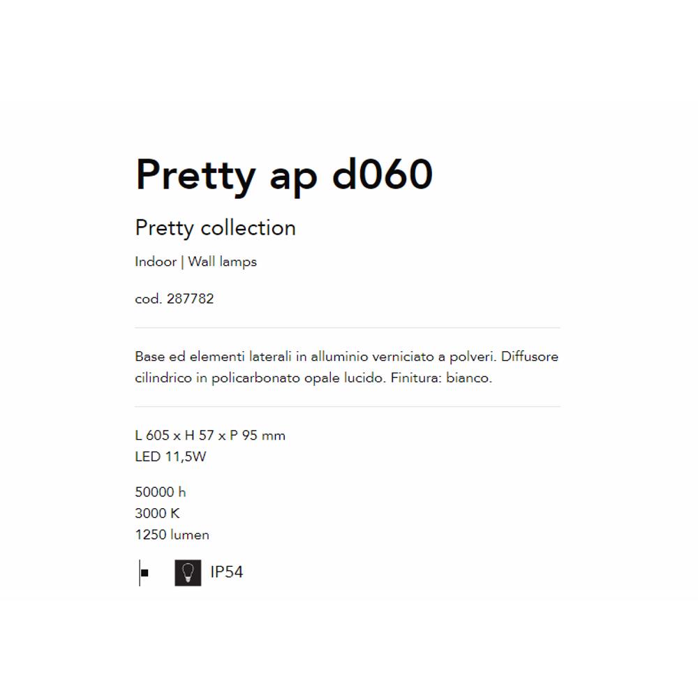 287782 Аплик Pretty ap d060 L605xH57xP95 mm LED 11,5W 3000K 1250 lumen IP54 Ideal Lux_small