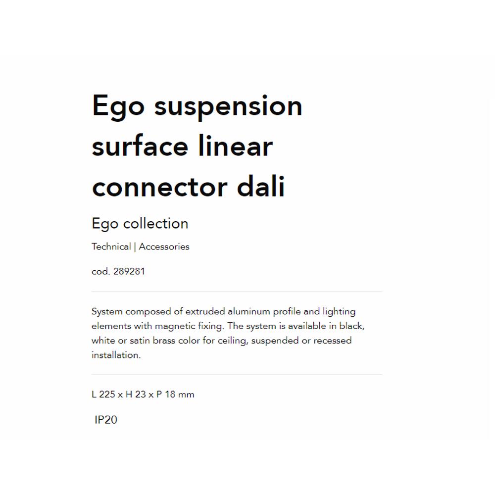 289281 Конектор EGO SUSPENSION SURFACE LINEAR CONNECTOR DALI BK L225xH23xP18 mm Ideal Lux_small