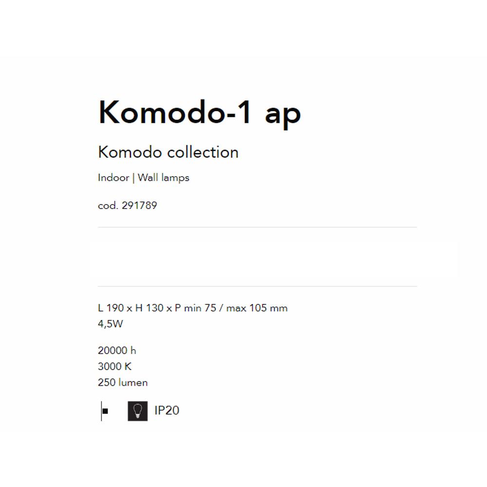 291789 Аплик Komodo-1 L190xH130xPmin75/max105 mm 4,5W 3000K 250 lumen IP20 Ideal Lux_small