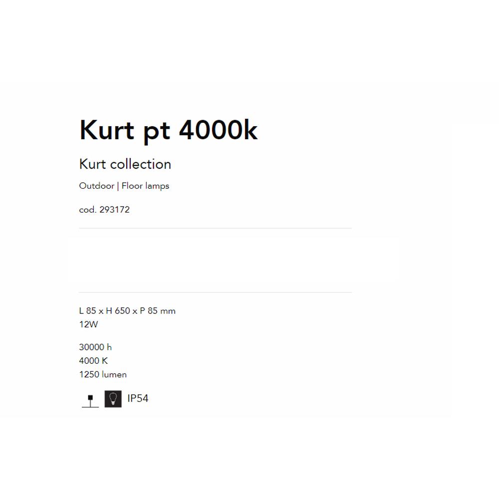 293172 Градинска лампа Kurt L85xH650xP85 mm 12W 4000K черен 1250 lumen IP54 Ideal Lux_small