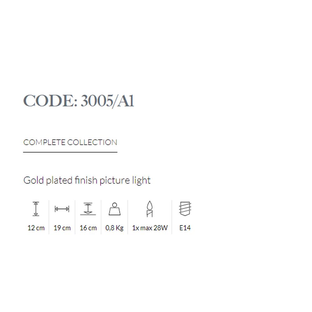 3005/A1/035 PICTURE LIGHT 1xMAX28W E14 Chrome finish Possoni_small
