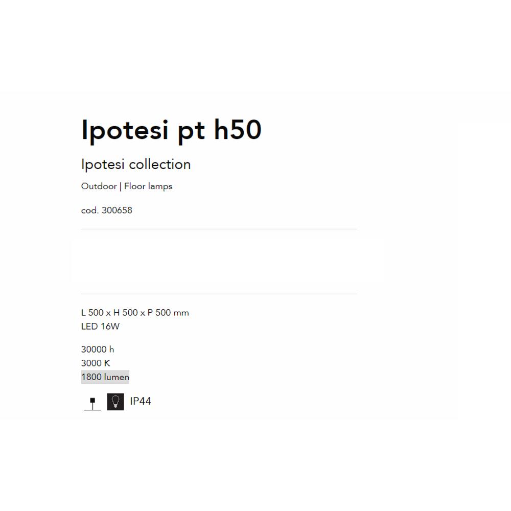 300658 Градинска лампа Ipotesi L500xH500xP500 mm LED 16W 3000K черен 1800 lumen IP44 Ideal Lux_small