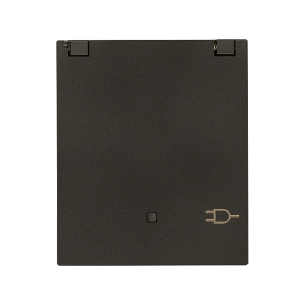 30208.FXCG Контакт Schuko SICURY Linea, 2P+E 16A, с пружинни клеми, 2M, с капак, black, Vimar