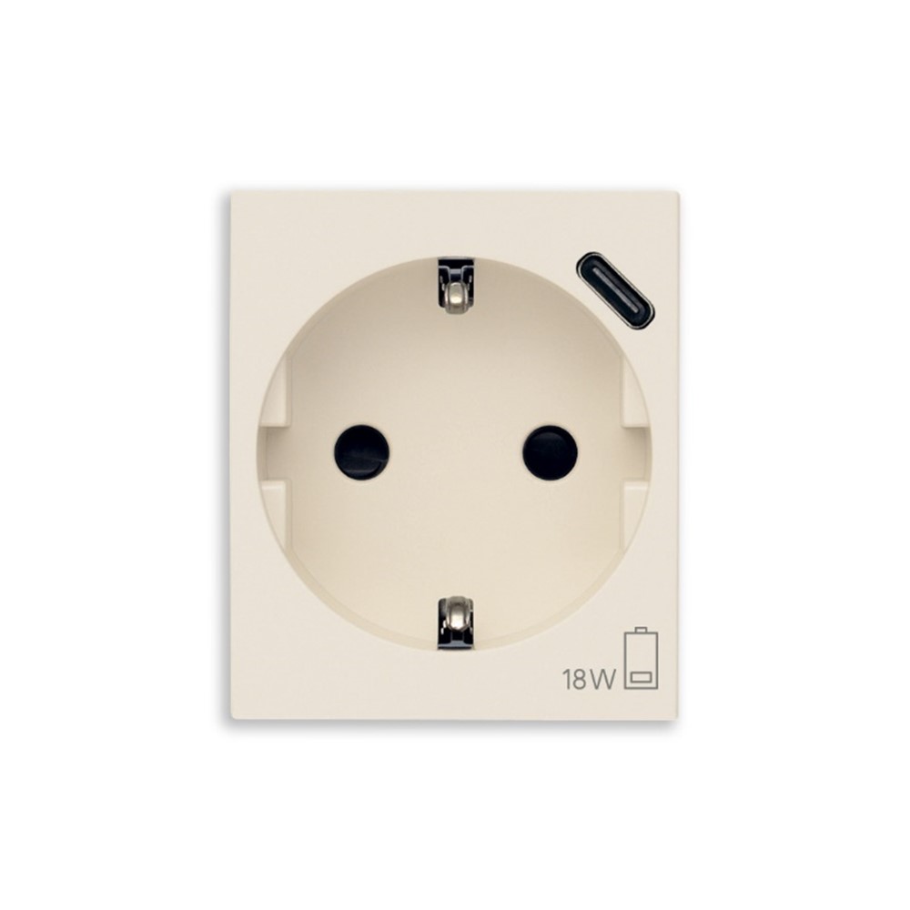 30208.USBC Контакт Linea SICURY 2P+E 16A + USBC 15, canvas, Vimar