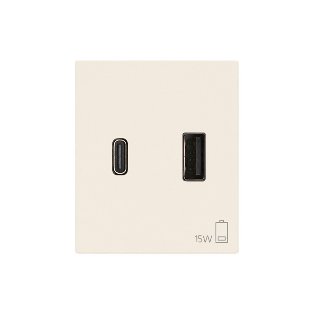 30295.ACC USB A+C Контакт Linea, 2M, 15W 3A 5V, 120-240 V~ 50/60 Hz, canvas, Vimar_small