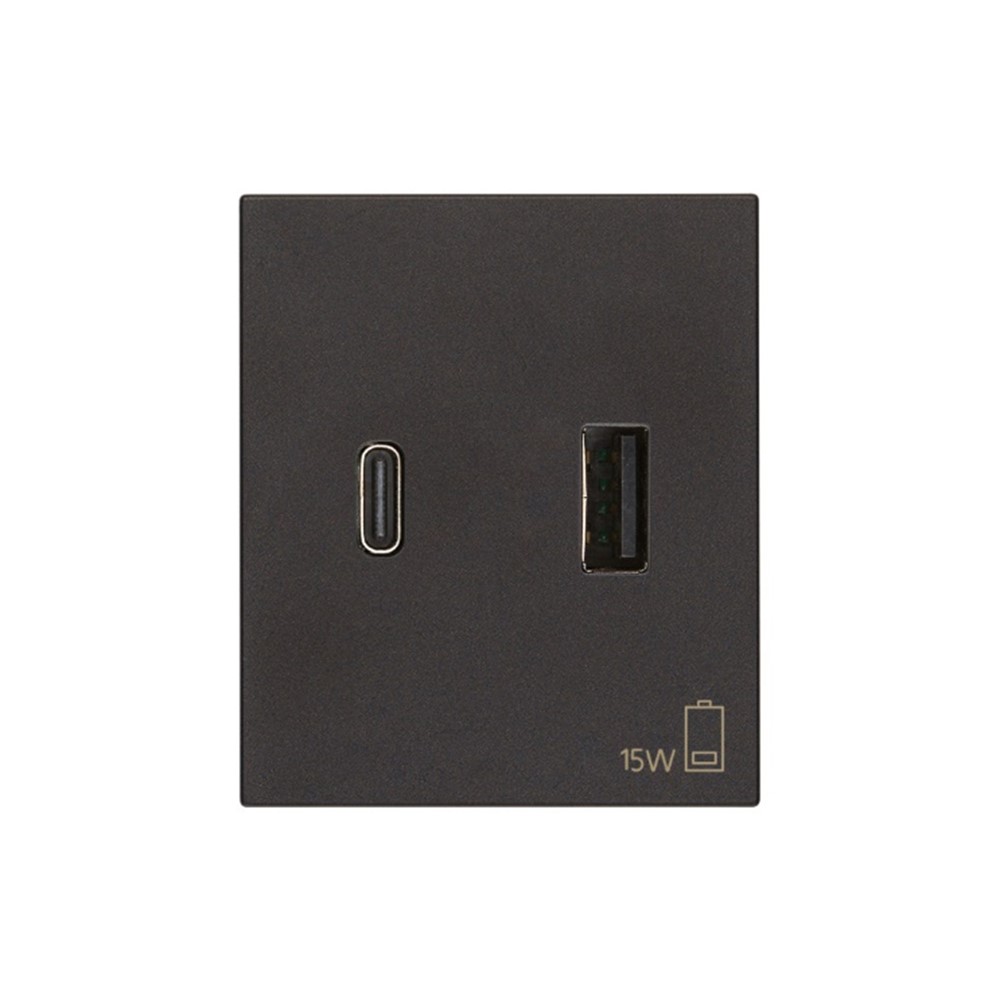 30295.ACG USB A+C Контакт Linea, 2M, 15W 3A 5V, 120-240 V~ 50/60 Hz, black, Vimar_small