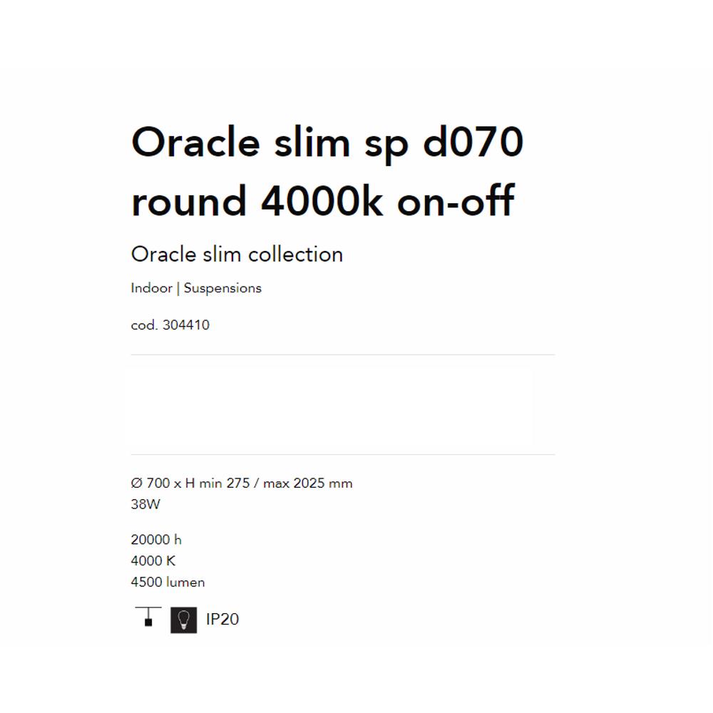 304410 Осветително тяло ORACLE SLIM ROUND WH 4000K Ø700xHmin90/max2050 mm 36W IP20 Ideal Lux_small
