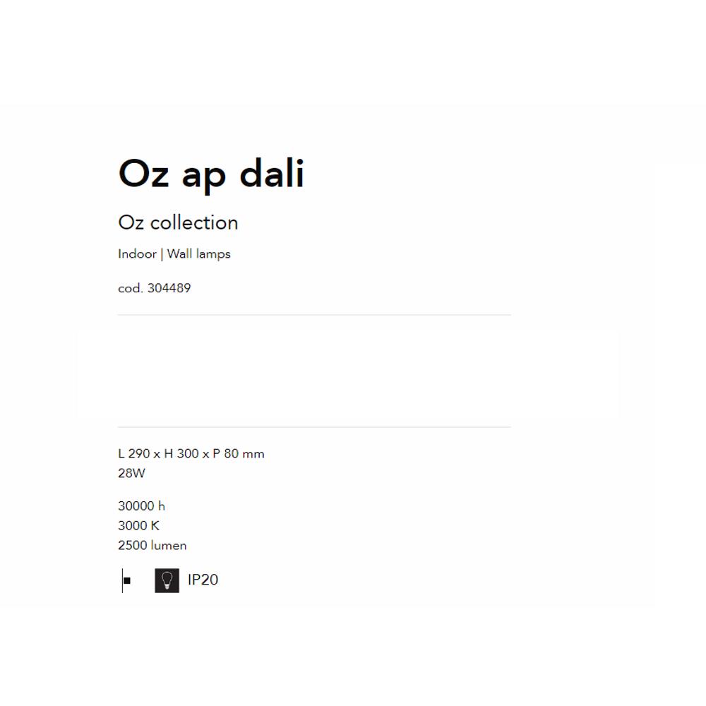 304489 Аплик Oz ap dali Bianco L290xH300xP80 mm 28W 3000K 2500 lumen IP20 Ideal Lux_small
