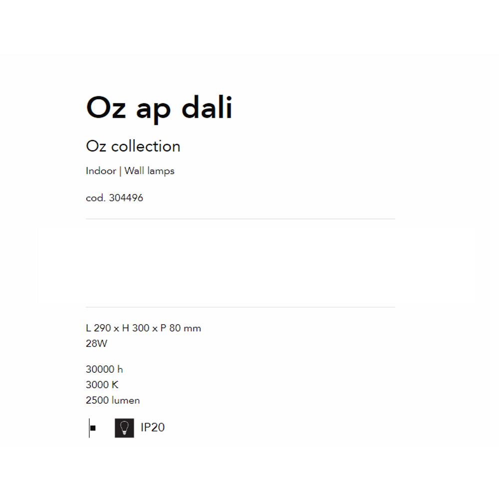304496 Аплик Oz ap dali Nero L290xH300xP80 mm 28W 3000K 2500 lumen IP20 Ideal Lux_small