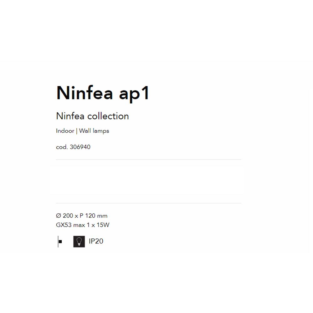 306940 Аплик NINFEA AP1 BIANCO Ø200xP120 mm GX53 max 1x15W IP20 Ideal Lux_small