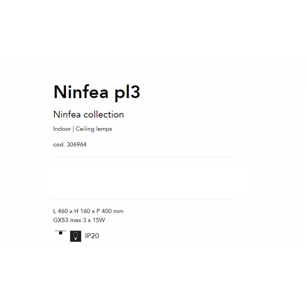 306964 Плафон NINFEA PL3 BIANCO L460xH160xP400 mm GX53 max 3x15W IP20 Ideal Lux_small