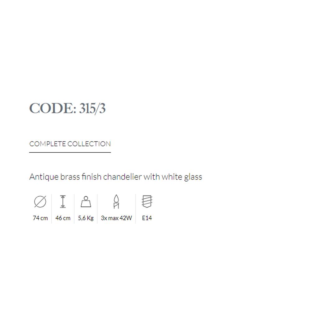 315/3/034 CHANDELIER WITH GLASSES 3xMAX42W E14 Rust gold/leaf finish Possoni_small