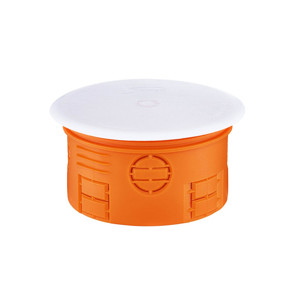 33073008 Разклонителна кутия, СМ, 1хØ80, дълб. 48,5мм, с капак, orange, Simet_small