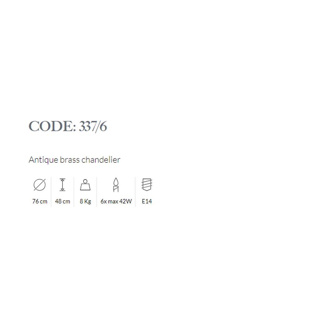 337/6/008 CHANDELIER 6xMAX42W E14 Antique brass finish Possoni_small