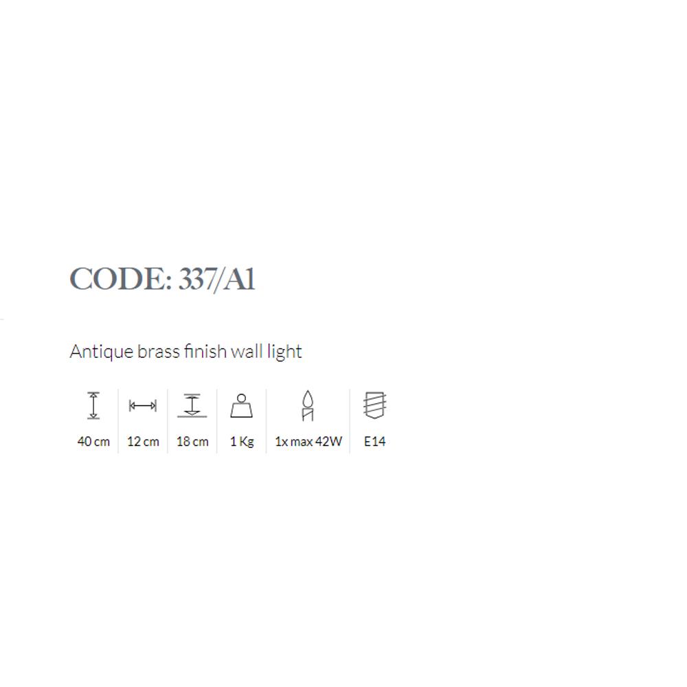 337/A1/008 WALL LIGHT 1xMAX42W E14 Antique brass finish Possoni_small