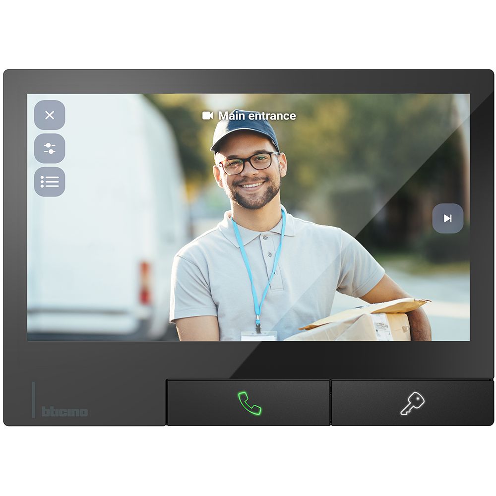 344743 Вътрешен смарт видеодомофон Classe 300X, 7” сензорен LCD дисплей, 1024x600 px, 2-проводна система/Wi-Fi, Dark, Bticino_small
