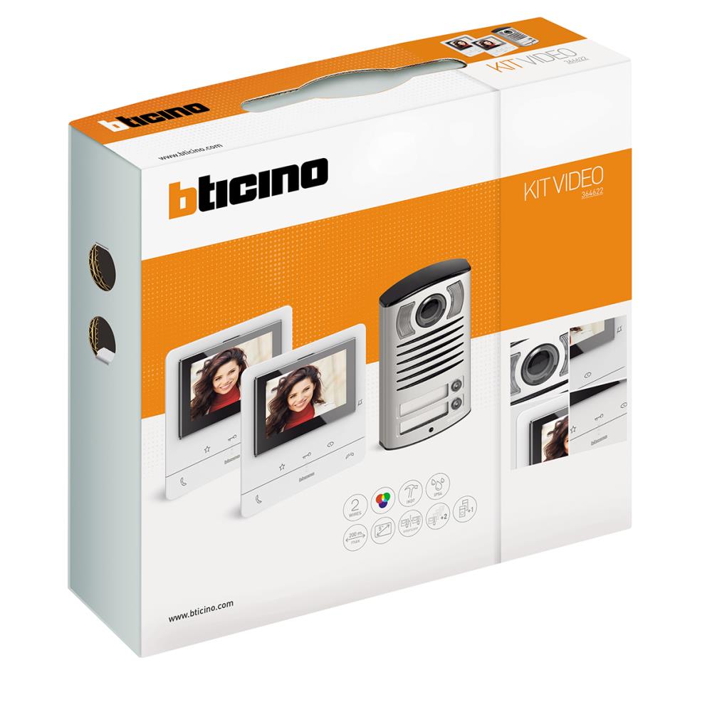 364622 Двуфамилен видео комплект 100V16B, панел Bticino  LINEA 2000 с цвт. камера и 2 бутона Bticino_small