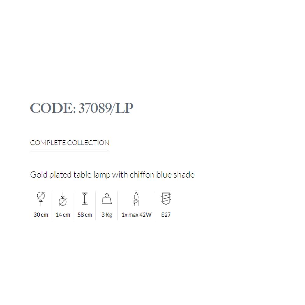 37089/LP/035 TABLE LAMP WITH CHIFFON BLUE SHADE 1xMAX42W E27 Chrome finish Possoni_small