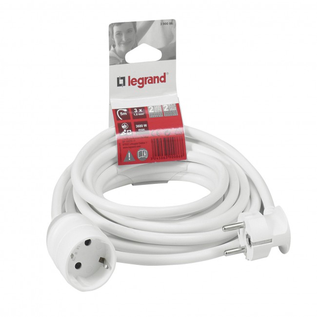 390234 Legrand Удължител, 2P+E, с кабел 10м, немски стандарт, Бял_small