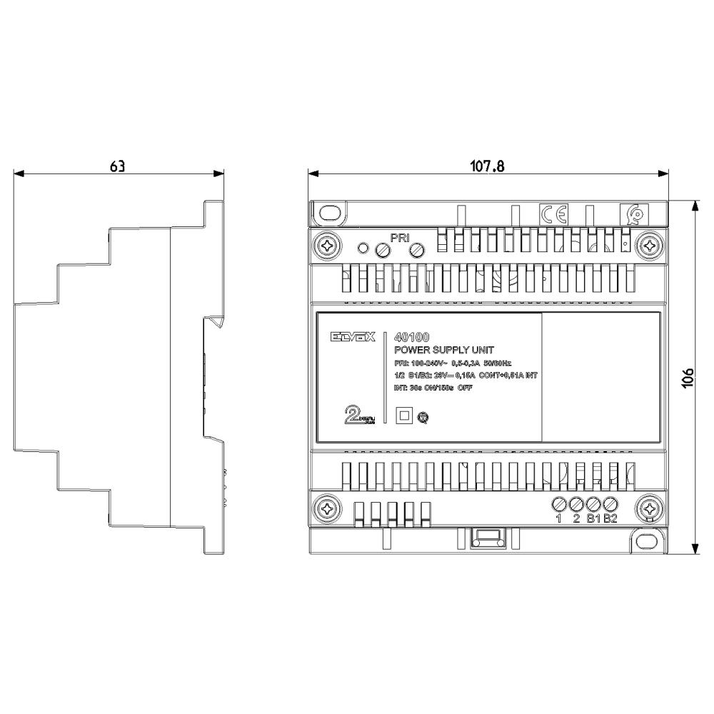 40100 Захранващ блок за домофонна система Due Fili Plus 1 и 2, с 28 Vdc 0,6 A VIMAR_small
