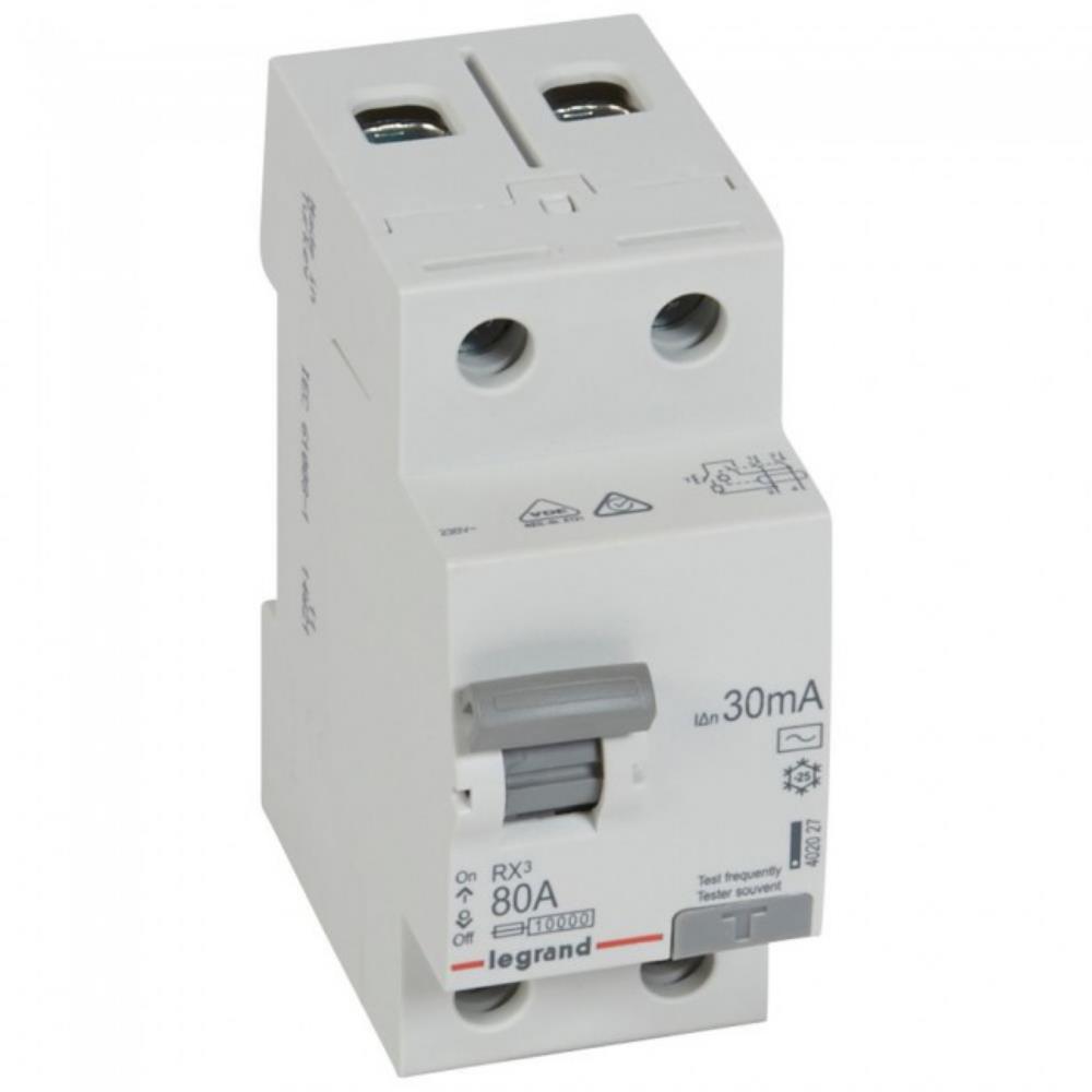 402027 Дефектнотокова защита RX³ RCD 2P 80A, 30mA, 10kA, AC type, Legrand