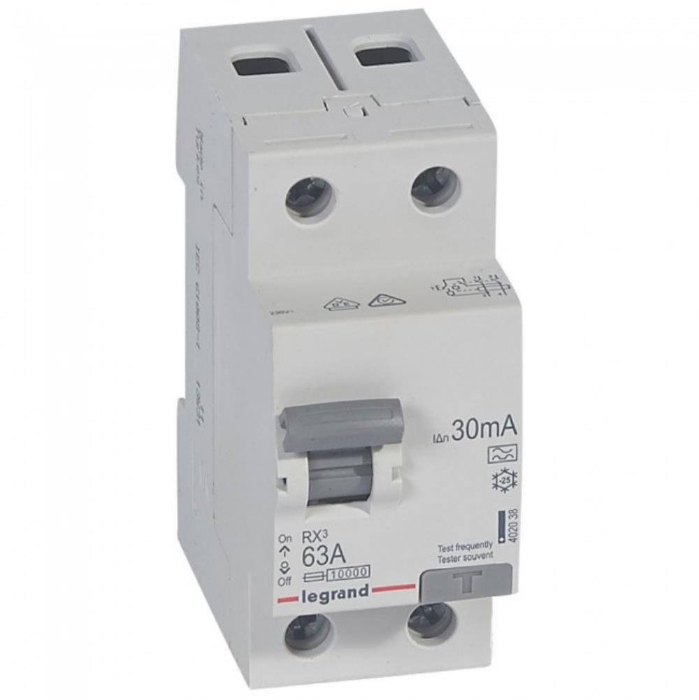 402038 Дефектнотокова защита RX³ RCD 2P 63A, 30mA, 10kA, A type, Legrand