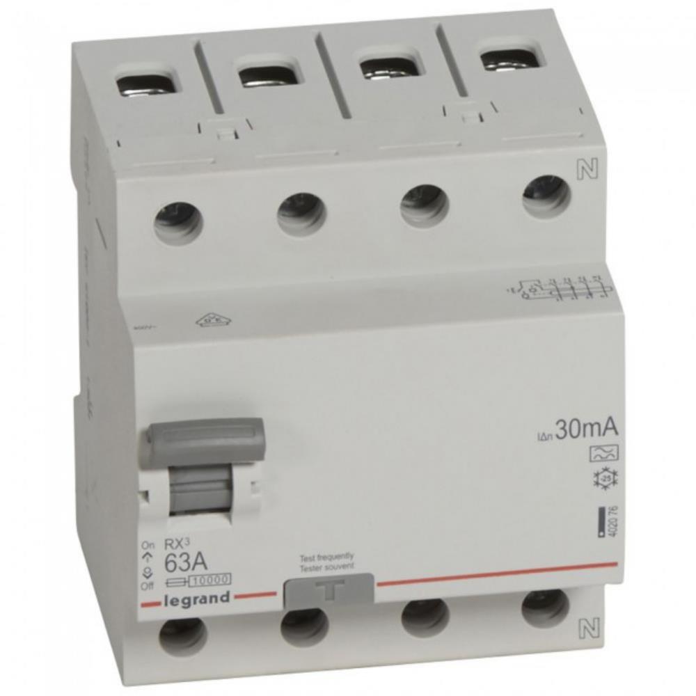402076 Дефектнотокова защита RX³ RCD 4P 63A, 30mA, 10kA, A type, Legrand