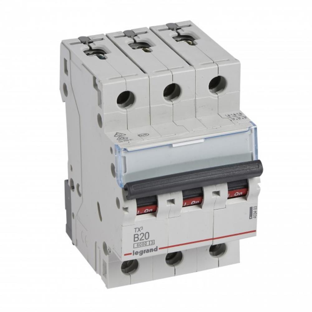 403403 Автоматичен прекъсвач TX³ MCB 3P 20A крива B 6kA, Legrand_small