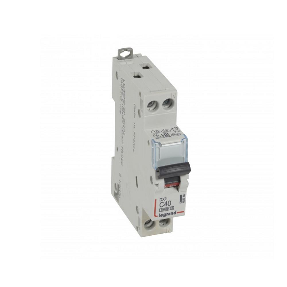 407746 Автоматичен прекъсвач DX³ MCB 1P+N 40A крива С 10kA, 1 мод., Legrand