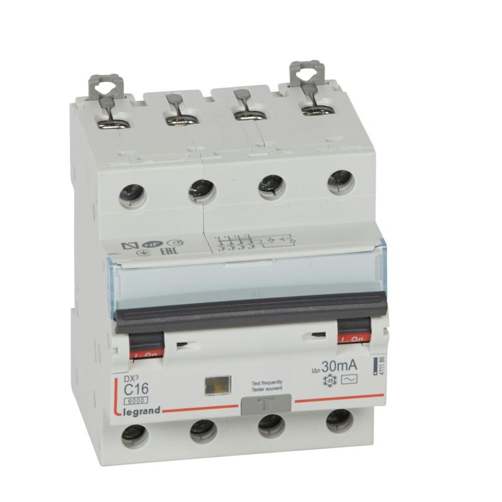 411186 Комбинирана дефектнотокова защита  DX³ RCBO 4P C16, 30mA, 10kA, AC type, Legrand_small