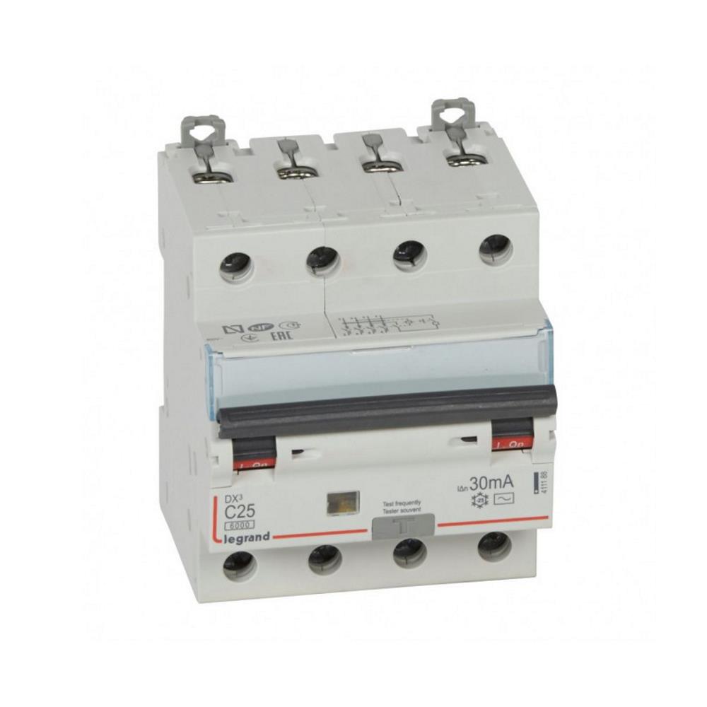 411188 Комбинирана дефектнотокова защита  DX³ RCBO 4P C25, 30mA, 10kA, AC type, Legrand_small