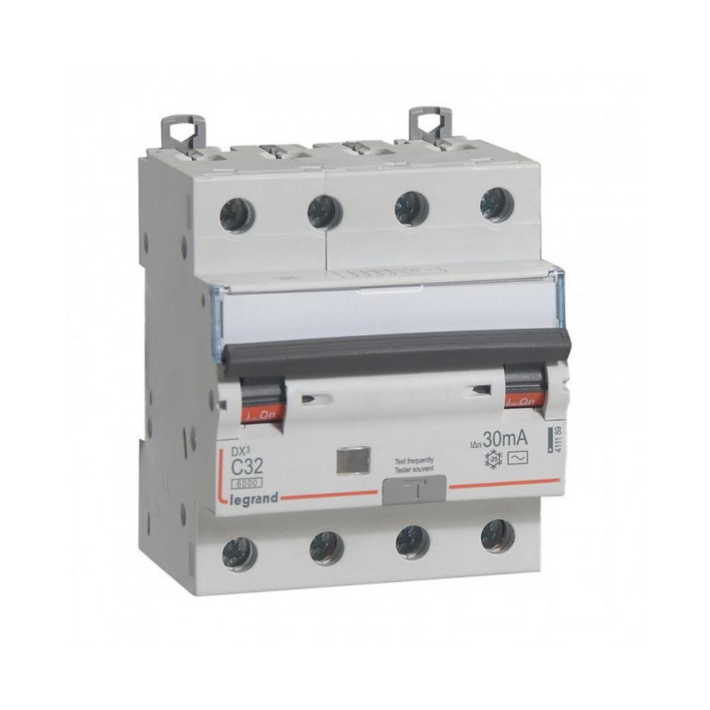 411189 Комбинирана дефектнотокова защита  DX³ RCBO 4P C32, 30mA, 10kA, AC type, Legrand_small