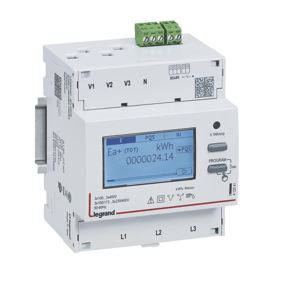 412041 Трифазен Електромер EMDX3 т.т./5A 230/400V RS485 изход 2 тарифен, 4 мод. Legrand_small