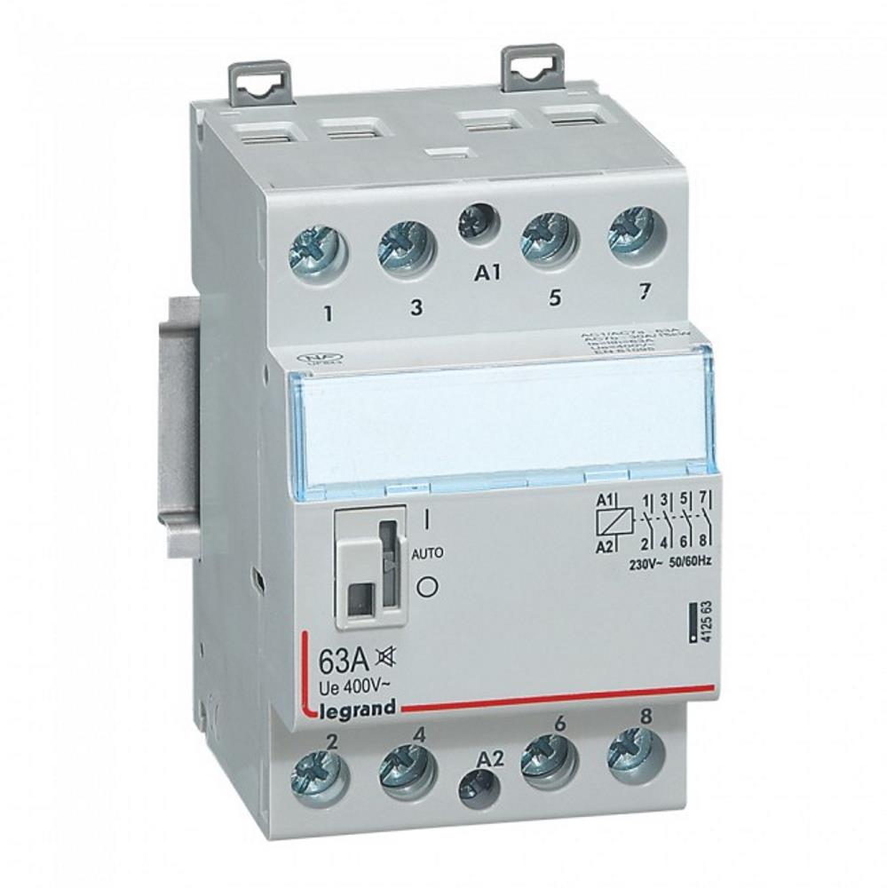 412563 Модулен контактор CX³ 63A 4NO, 230V~, безшумен, ръкохватка, 3М, Legrand