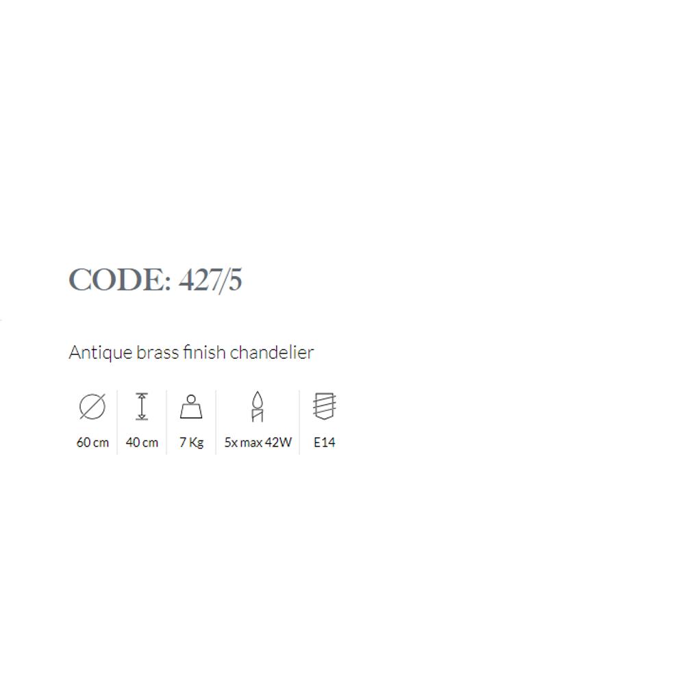 427/5/008 ANTIQUE BRASS FINISH CHANDELIER 5xMAX42W E14 Antique brass finish Possoni_small