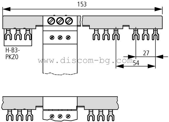 044947 B3.1/4-PKZ0 - Трифазен гребен 207 mm, за 4 х PKZM0/ PKE12-32_small