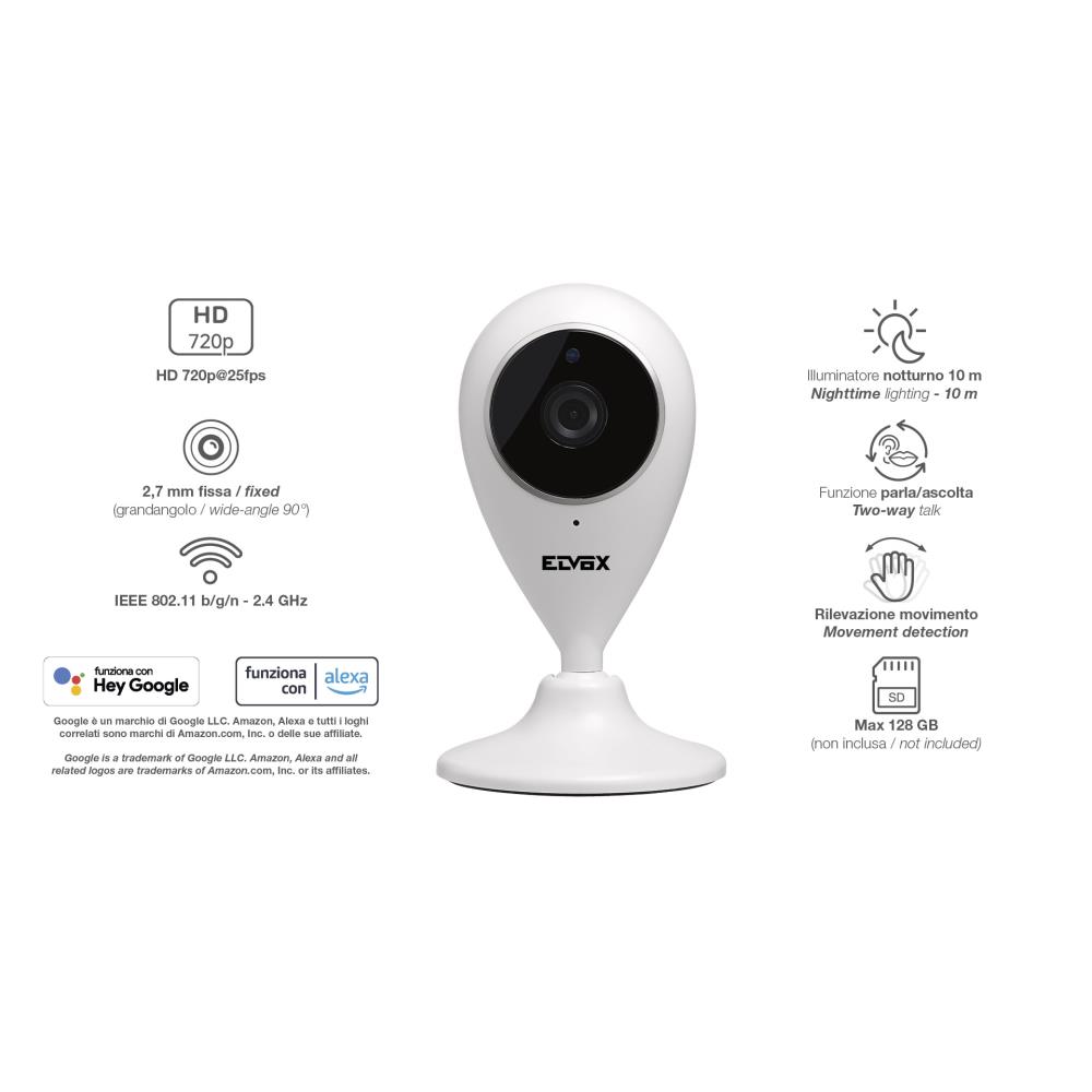 46238.027A Wi-Fi HD подвижна камера Elvox, 1MPx 2,7 мм, Vimar_small