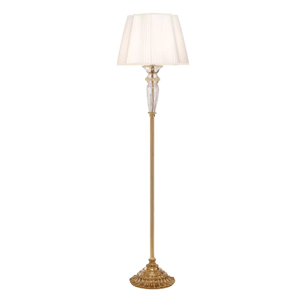 4795/P/002 FLOOR LAMP WITH GLASS AND SILK PLEATED SHADE 1xMAX92W E27 French gold finish Possoni